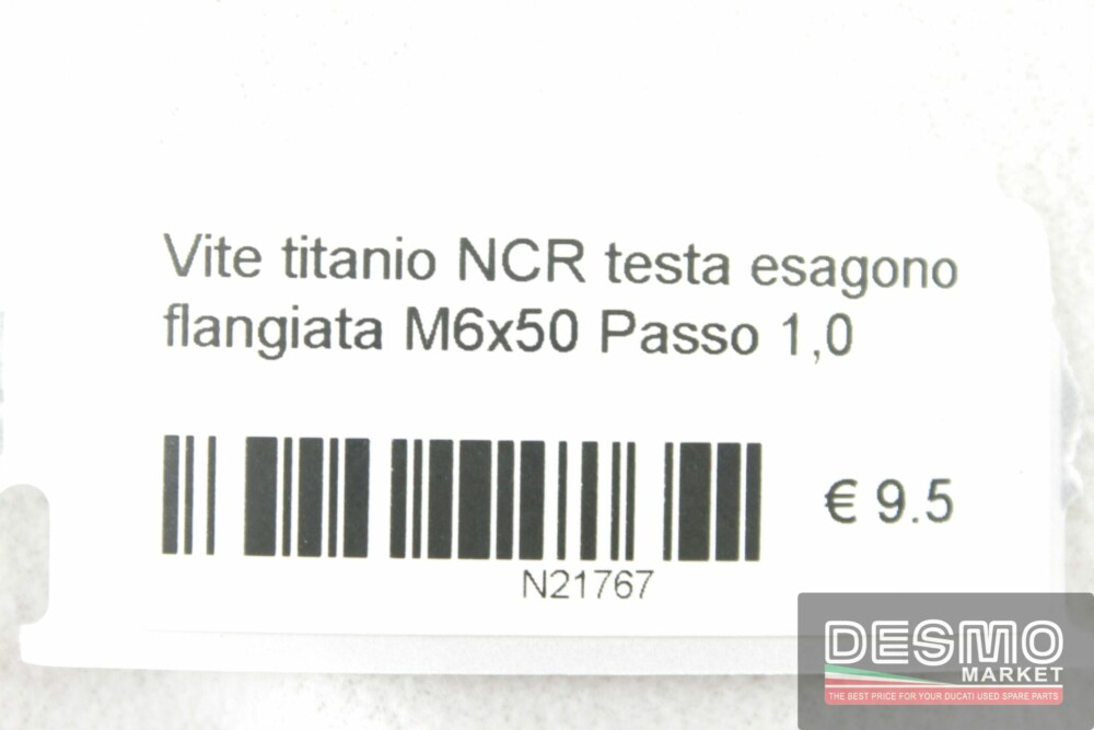 Vite titanio NCR testa esagono flangiata M6x50 Passo 1,0