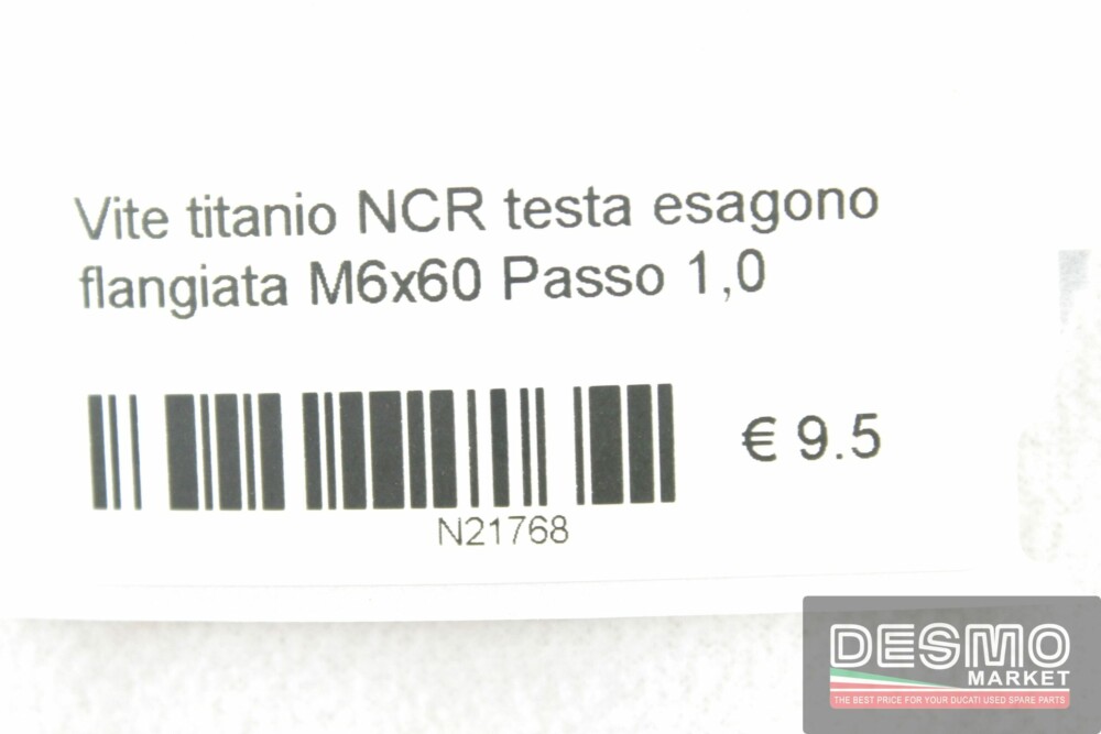 Vite titanio NCR testa esagono flangiata M6x60 Passo 1,0