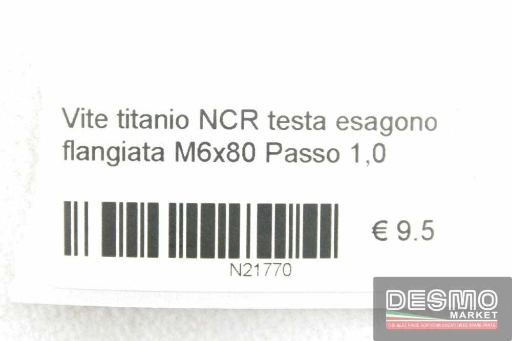 Vite titanio NCR testa esagono flangiata M6x80 Passo 1,0