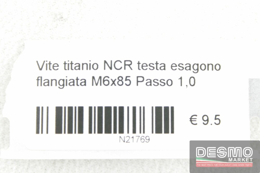 Vite titanio NCR testa esagono flangiata M6x85 Passo 1,0