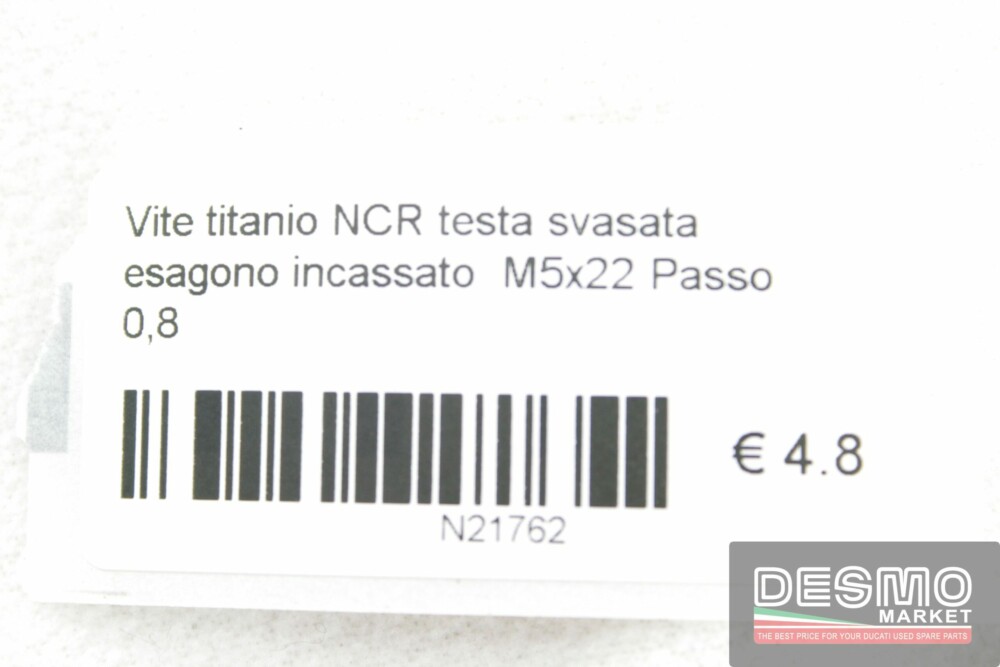 Vite titanio NCR testa svasata esagono incassato  M5x22 Passo 0,8