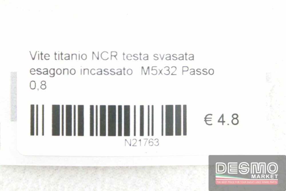 Vite titanio NCR testa svasata esagono incassato  M5x32 Passo 0,8