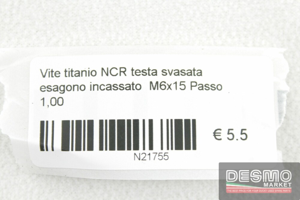Vite titanio NCR testa svasata esagono incassato  M6x15 Passo 1,00