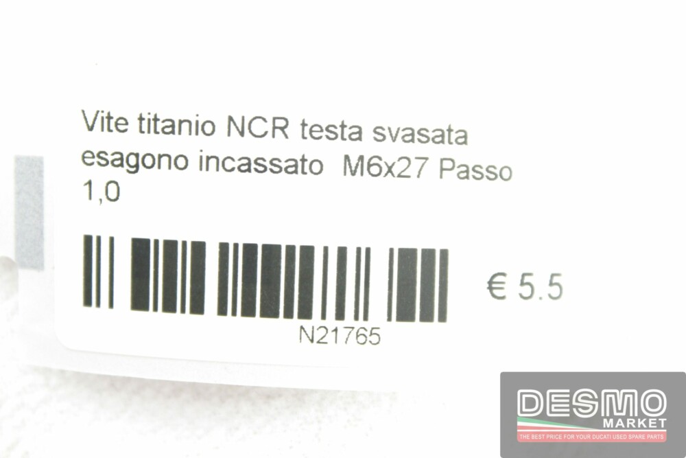 Vite titanio NCR testa svasata esagono incassato  M6x27 Passo 1,0