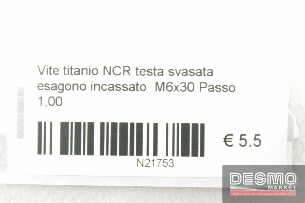 Vite titanio NCR testa svasata esagono incassato  M6x30 Passo 1,00