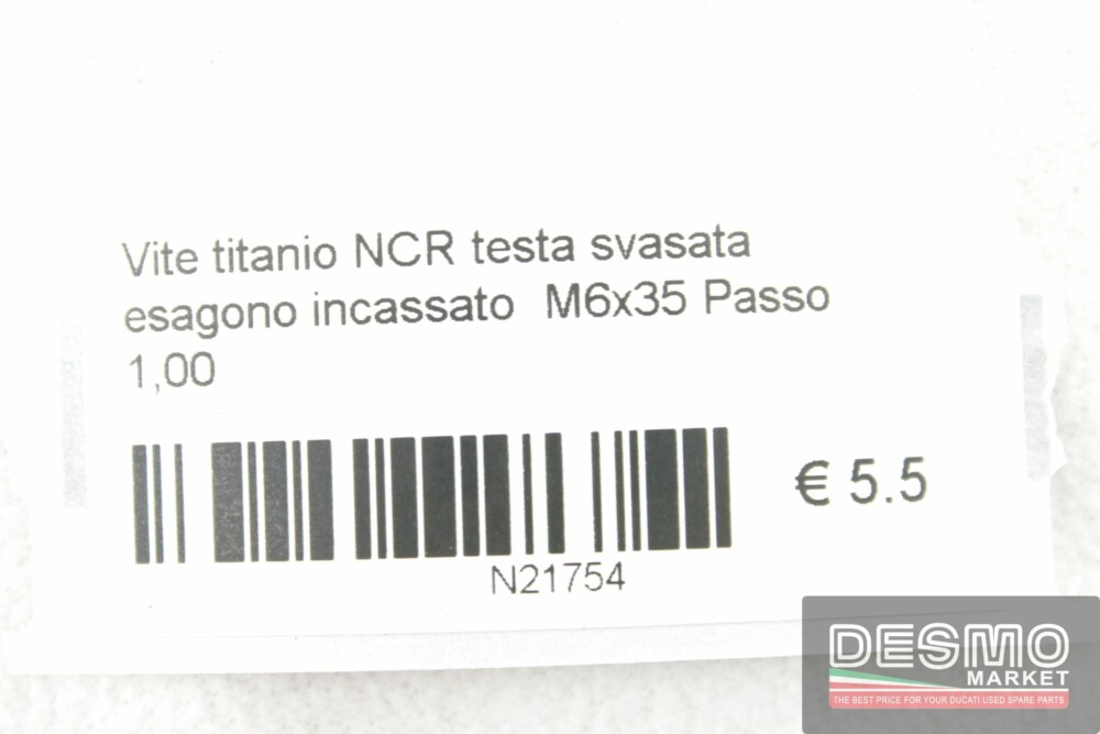 Vite titanio NCR testa svasata esagono incassato  M6x35 Passo 1,00