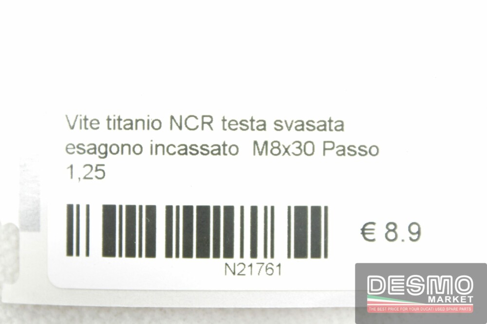 Vite titanio NCR testa svasata esagono incassato  M8x30 Passo 1,25