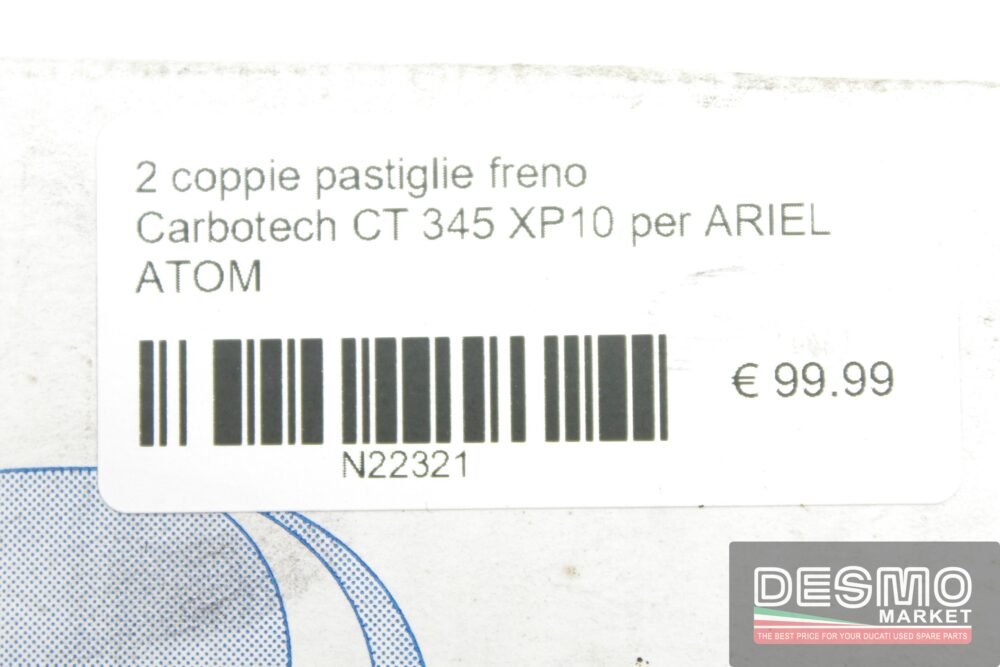 2 coppie pastiglie freno Carbotech CT 345 XP10 per ARIEL ATOM