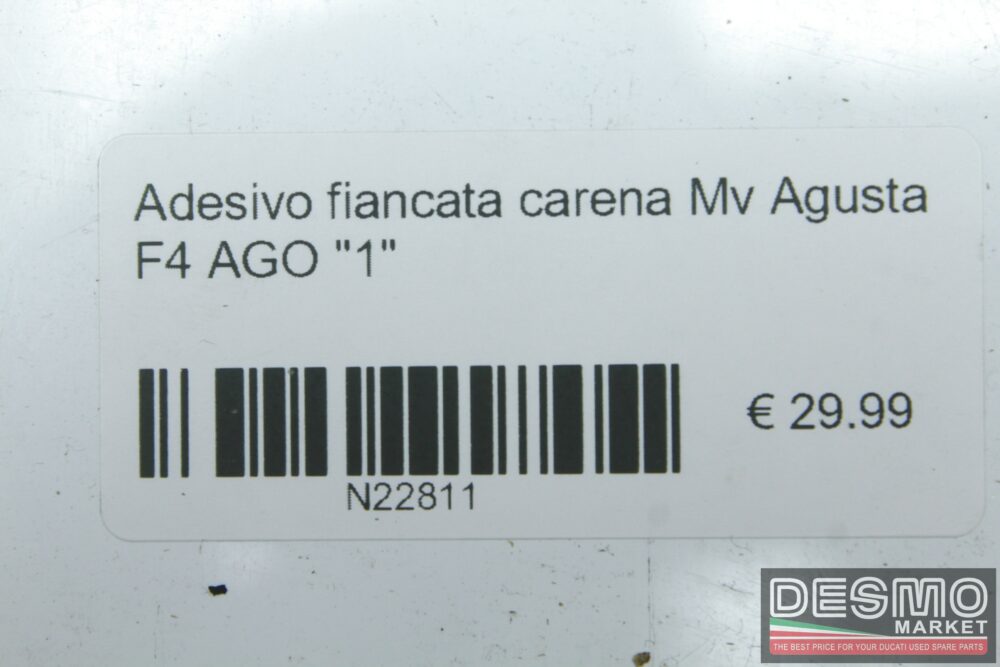 Adesivo fiancata carena Mv Agusta F4 AGO “1”