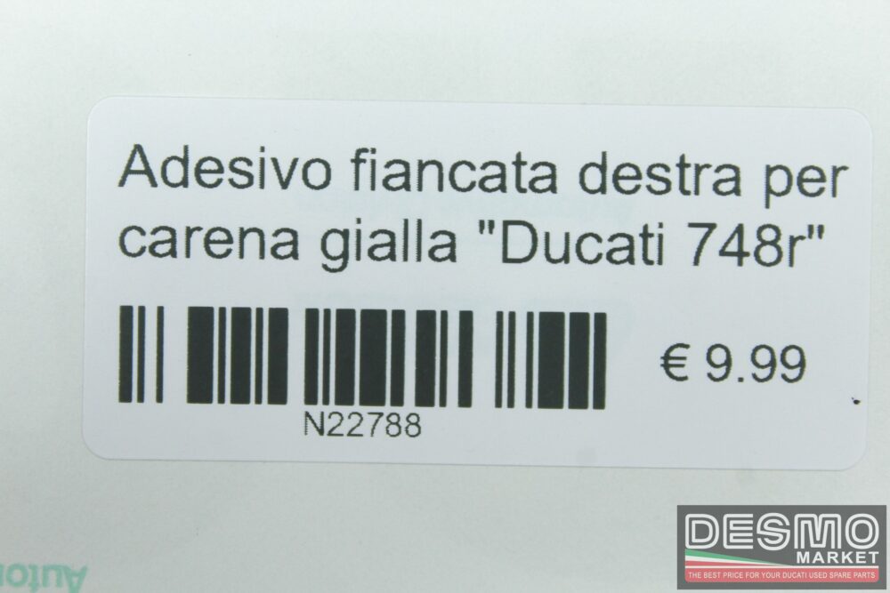 Adesivo fiancata destra per carena gialla “Ducati 748r”