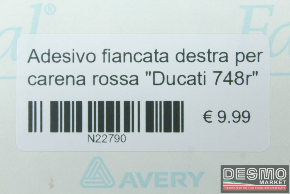 Adesivo fiancata destra per carena rossa “Ducati 748r”