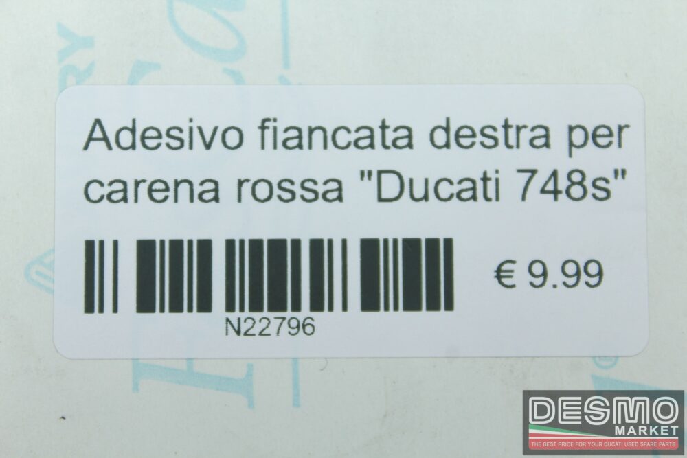 Adesivo fiancata destra per carena rossa “Ducati 748s”