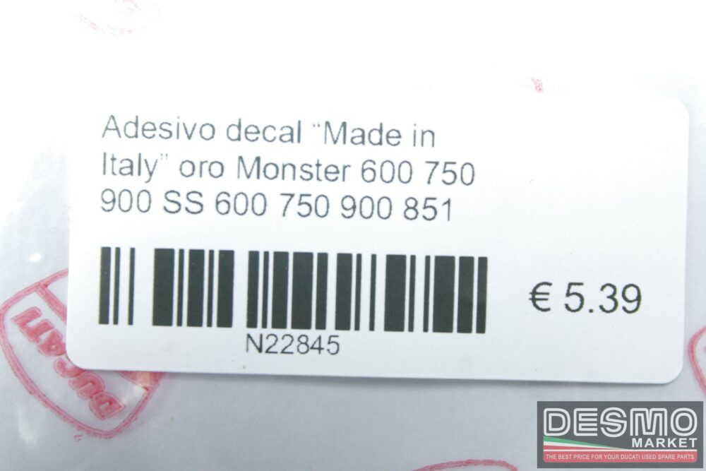 Adesivo “Made in Italy” oro Monster 600 750 900 SS 600 750 900 851
