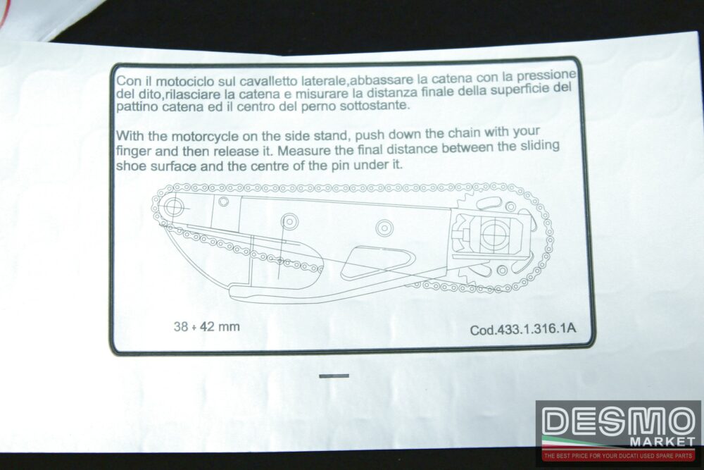 Etichetta raccomandazione catena Ducati 749 999 seconda serie