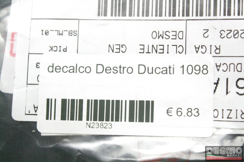 decalco Destro Ducati 1098