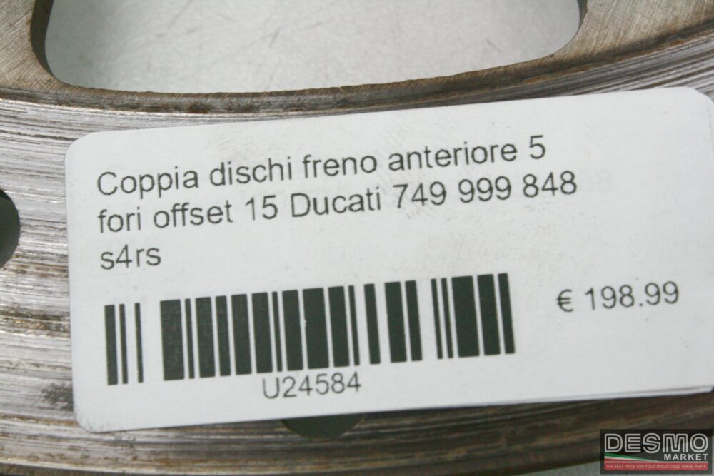 Coppia dischi freno anteriore 5 fori offset 15 Ducati 749 999 848 s4rs