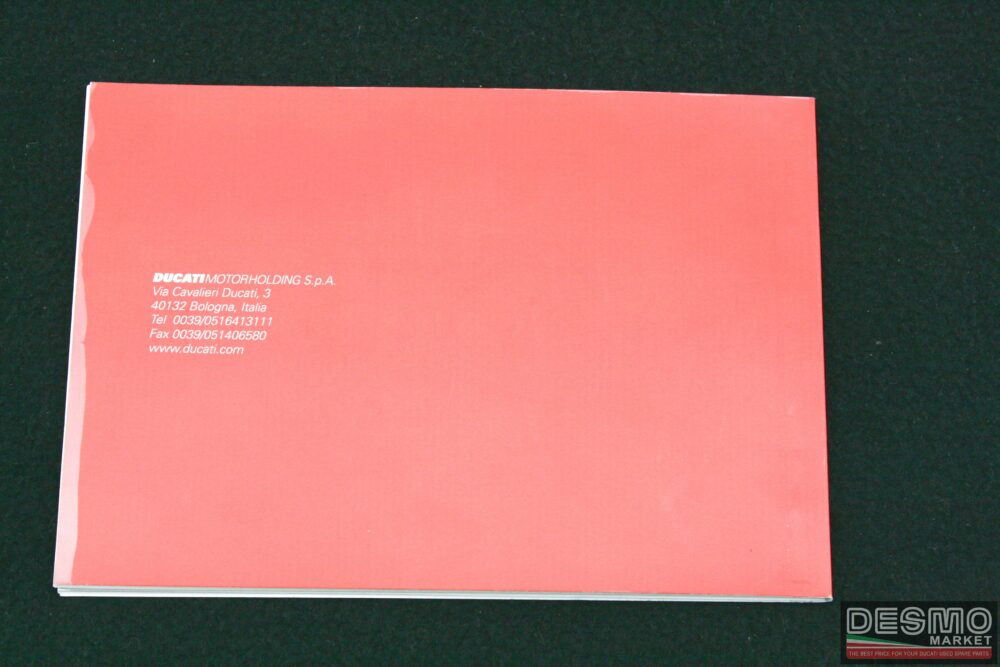 Libretto di garanzia e tagliandi di controllo ufficiale Ducati 2002