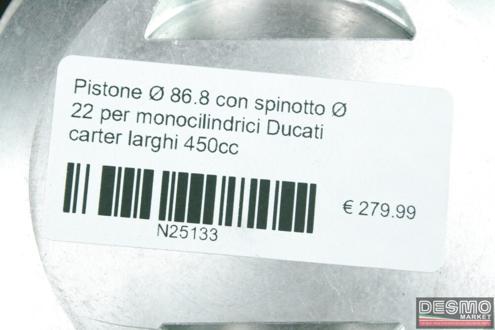 Pistone Ø86.8 spinotto Ø22 monocilindrici Ducati carter larghi 450cc