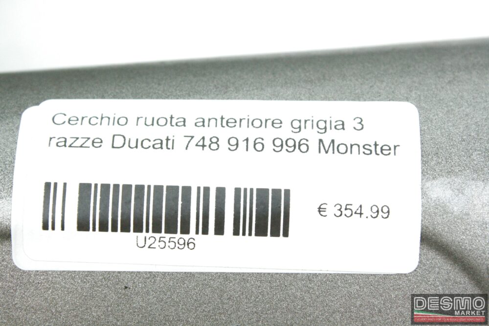 Cerchio ruota anteriore grigia 3 razze Ducati 748 916 996 Monster