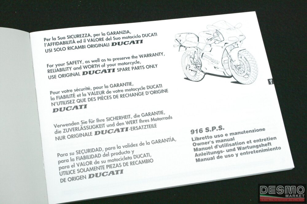Libretto uso e manutenzione Ducati 916 SPS
