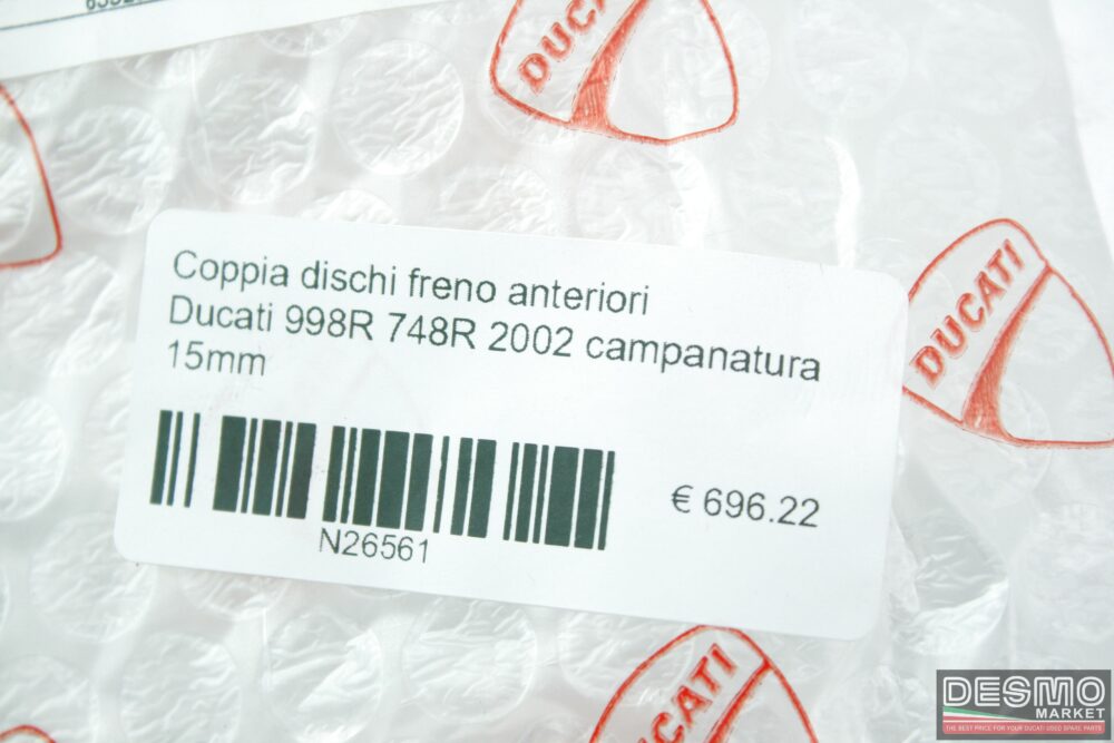 Coppia dischi freno anteriori Ducati 998R 748R 2002 campanatura 15mm