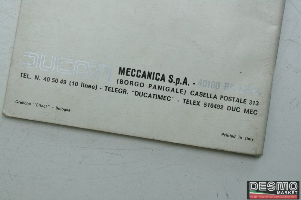 Manuale istruzione d’uso e manutenzione Ducati 900 ss Desmo anno 1980