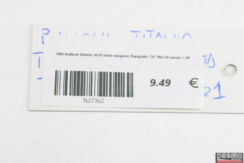 Vite bulloni titanio NCR testa esagono flangiata TEF M6x30 passo 1,00