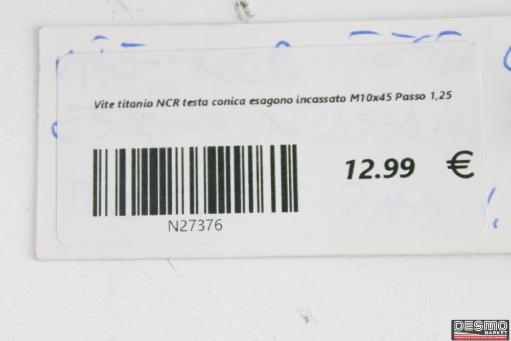 Vite titanio NCR testa conica esagono incassato M10x45 Passo 1,25