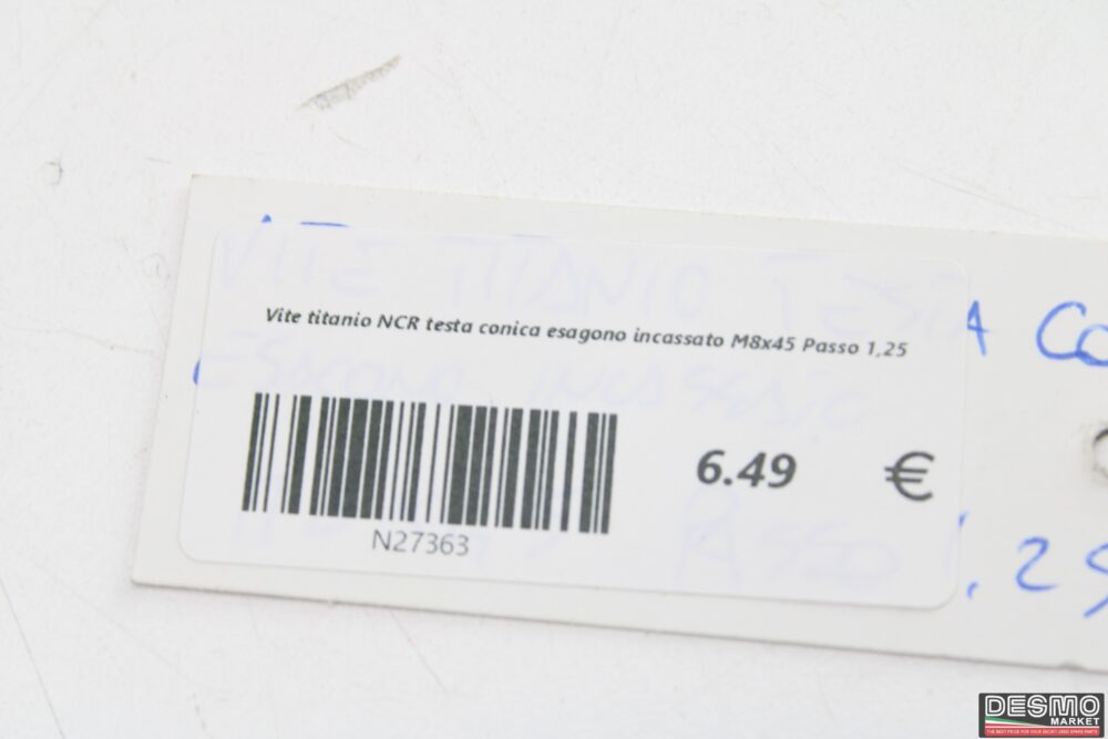 Vite titanio NCR testa conica esagono incassato M8x45 Passo 1,25