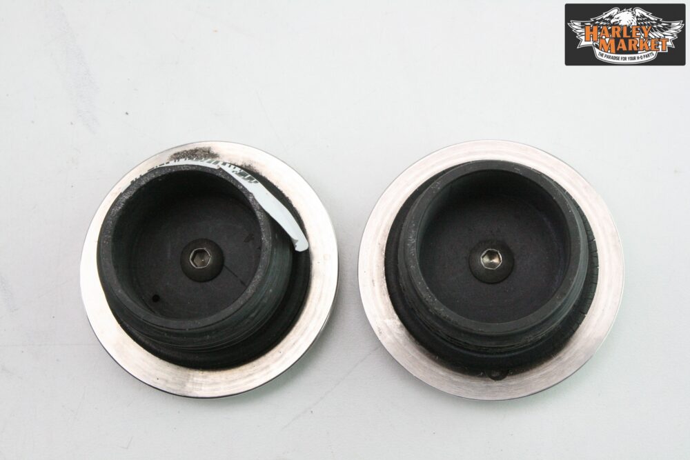 Coppia tappi acciaio serbatoio Harley Davidson Softail - immagine 3