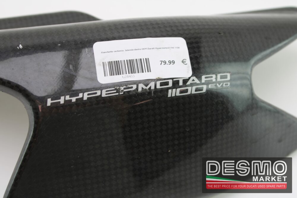 Fianchetto carbonio  laterale destro OEM Ducati Hypermotard 796 1100 - immagine 4