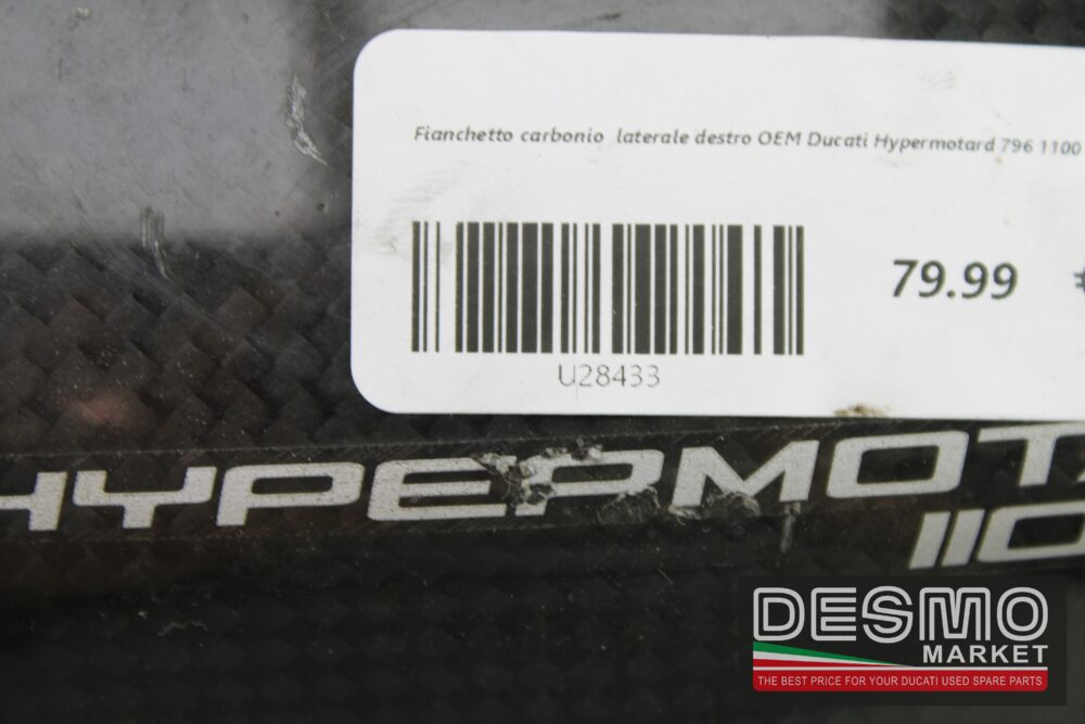 Fianchetto carbonio  laterale destro OEM Ducati Hypermotard 796 1100 - immagine 6