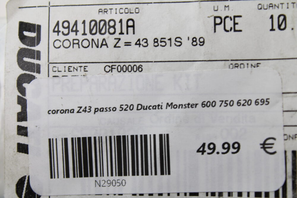 corona Z43 passo 520 Ducati Monster 600 750 620 695 - immagine 4