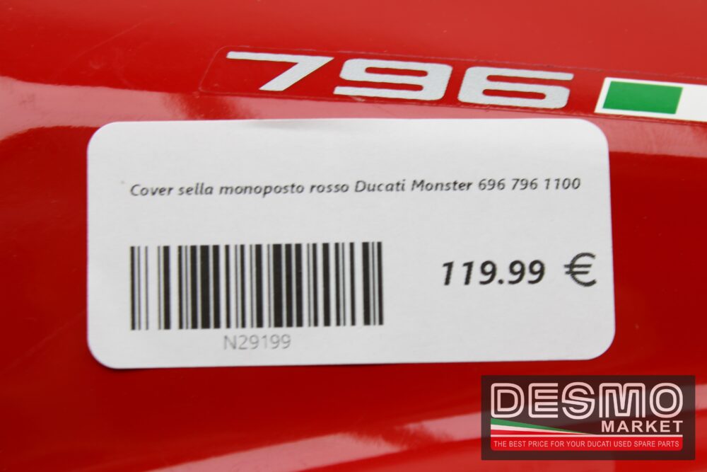 Cover sella monoposto rosso Ducati Monster 696 796 1100 - immagine 8