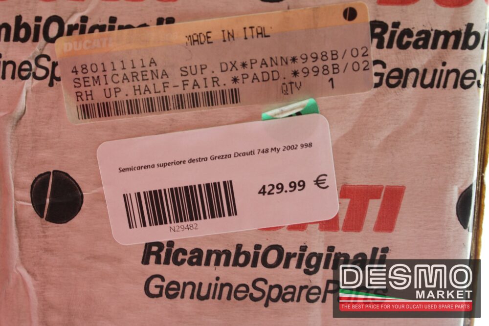 Semicarena superiore destra Grezza Ducati 748 My 2002 998 - immagine 8